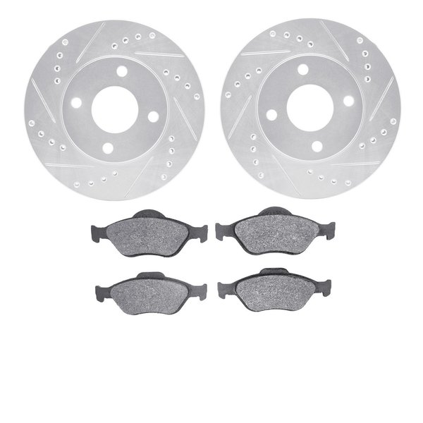 Dynamic Friction Co 7302-54014, Rotors-Drilled and Slotted-Silver with 3000 Series Ceramic Brake Pads, Zinc Coated 7302-54014